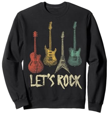 Lets Rock n Roll Gitarre Retro Geschenk Herren Damen Hemd Sweatshirt