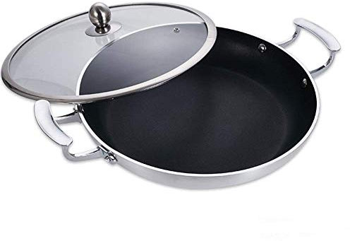 Kochtopf, Paellapfanne, Bratpfanne, Paellatopf Aluminiumlegierung, Antihaftbeschichtung, Für alle Herdarten geeignet, auch für Induktionsherde, Leicht zu reinigender Bratdeckel
