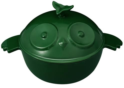 Flavehc Forno olandese a forma di gufo con coperchio 3 qt ghisa forno olandese per la cottura del pane in ghisa smaltata verde forno olandese per lievito naturale pane cottura