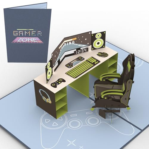 Sweetpopup® Pop Up Karte Gaming - 3D Geburtstagskarte für Gamer mit Geldgeschenk-Fach | Edles Metallic-Papier | Geschenkkarte Geburtstag Glückwunsch | Gutschein Fortnite Nintendo | Game 040