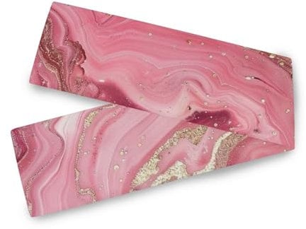 Luxurious Marble Texture in Peach Gold Color Rose Gold Table Runner, 13x70inches, House Decorations Living Room Reusable White Table Runner 70 Long
