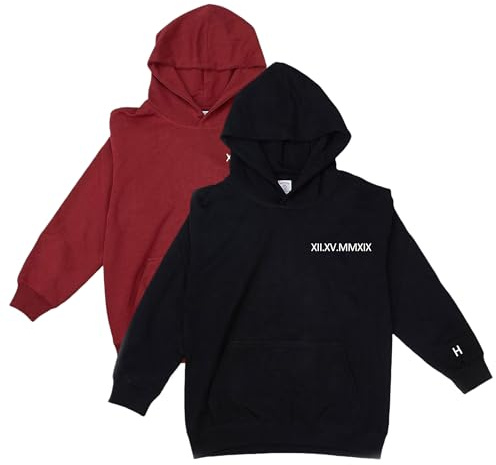 PSUNEY Individuell Bestickter Römischer Ziffern Hoodies Sweatshirt Individuelles Datum und Name Personalisiertes Geschenk für Paar Geburtstag Freundin Freund Jahrestag Valentinstag Weihnachten