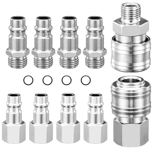 ZITUZY Lot de 10 raccords d'air comprimé Euro 1/4 BSP - Raccord rapide - Raccord d'air comprimé 1/4 - Raccord d'air comprimé pour tuyaux - Connecteur de tuyau d'air comprimé