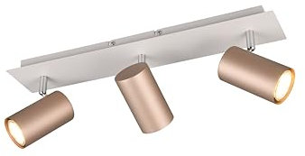 lightling 3-flammige Deckenlampe, Deckenspot Spotbalken, IP20 Indoor, exkl. 3 x GU10, max. 35W, Höhe 15 cm, Breite 48 cm, Metall, coffee