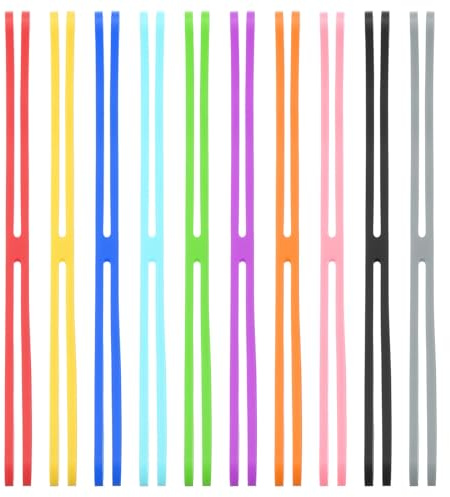 PATIKIL 10 pièces Bracelets en silicone H Band de 8 pouces multicolores | bandes élastiques résistantes en silicone, pour livres appareils photo art cuisine exercice sacs