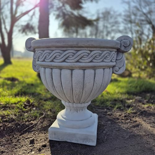 Grand pot de fleurs en pierre - Style grec - 43 cm - 37 kg - Pour le jardin, l'extérieur - Résistant au gel