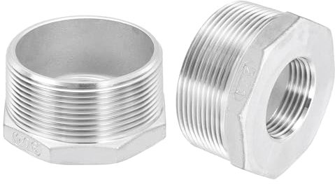 QUARKZMAN 2Pcs 2 Mâle à 1 Femelle NPT 304 Acier Inoxydable Réducteur Douille Hexagonale, Raccord de Tuyau Coulé Réducteur pour systèmes industriels, pétrole/gaz, eau, HVAC, et plomberie