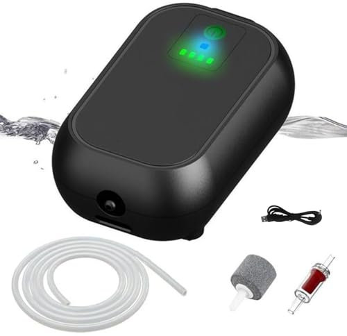 Rechargeable Oxygen Pump, Portable Fishing Aerator, Quiet Pump Device, Compact Aquarium Air Supply for Outdoor Bait Bucket and Fishing Trips, 4.45x2.83x1.69 inches
