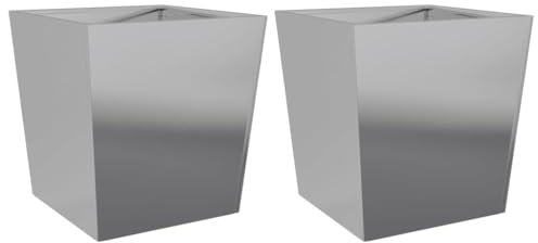 HEFZGDB Pflanzkübel 2 STK. 50x50x50 cm Verzinkter Stahl Pflanzkübel Groß Blumentopf Gross Innen Pflanzentopf Gross Blumenkasten für Garten Parks Innenhof Terrasse