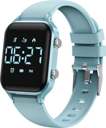 caprock Kinder-LED-Digitaluhr mit Schrittzähler, 50 ATM wasserdicht mit Entfernungsberechnung/Vibration, Doppelalarm/Stoppuhr