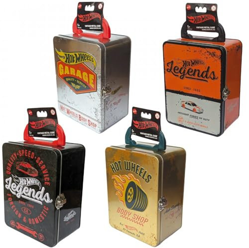 Cefa Toys Maletin metálico Vintage Surtido Hot Wheels, Capacidad para 18 Coches,Almacenamiento y Organizador para coleccionistas y niños. Apto a Partir de 3 años.