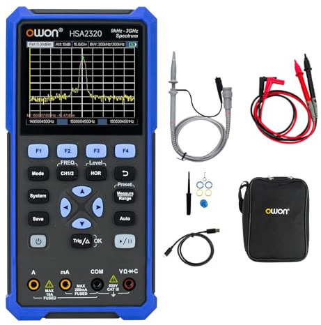 OWON HSA2320 - Analizadores de espectro 3 en 1, 9 kHz hasta 3 GHz, osciloscopio de 200 MHz, multímetro de 4 1/2 dígitos, frecuencia de muestreo máxima de 1 GSa/S