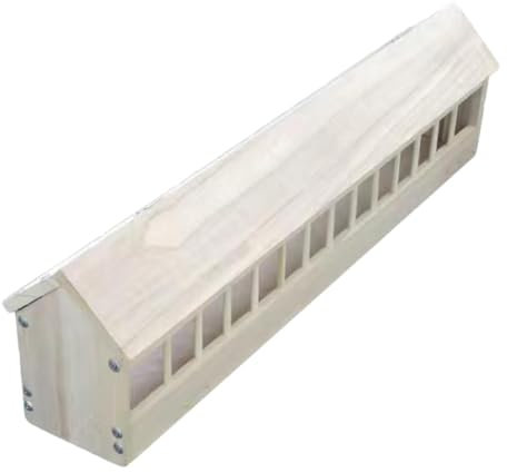 JISADER Taubenfutterspender Aus Holz, Futterspender für Hühner, Futtertrog, Behälter für Küken, 80 cm X 12.5 cm X