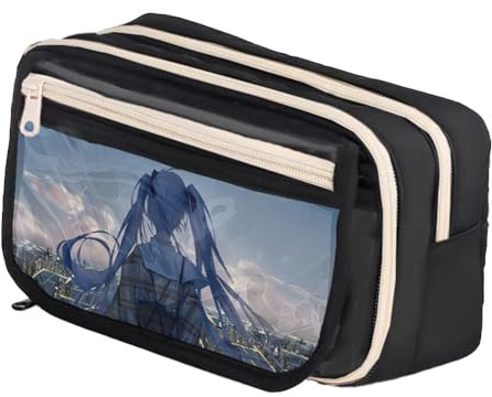 Xinchangda Anime Federmäppchen Miku Stiftebox Stifteetui Große Kapazität Anime Stifttasche Schreibwaren Etui für Studenten, Schwarz 9, 21* 8*13cm, Federmäppchen