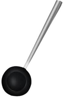 Mestolo Wok cinese concavo profondo con manico lungo, testa in metallo nero, lunghezza 35,5 cm, per riso fritto, tagliatelle