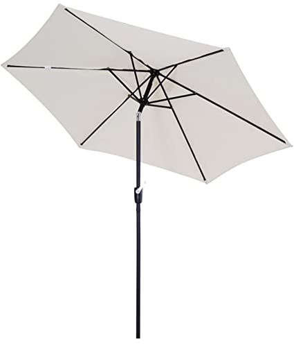 QYYZTQY Sonnenschirm für den Außenbereich, mit Kurbel, Aluminium, cremeweiß, 2,7 m, Terrassenschirm
