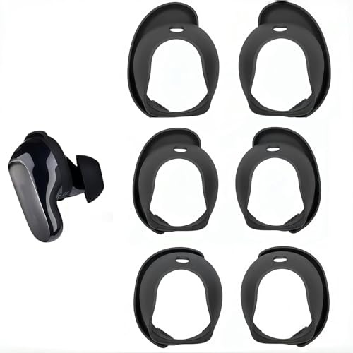 Wiki VALLEY Silikon-Flügelkappen für Bose QuietComfort Earbuds II und Ultra Earbuds, 3 Paar Ersatz-Ohrstöpsel, Schwarz, Rutschfestes Zubehör
