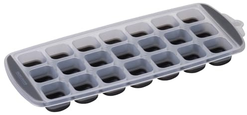 Fackelmann Eiswürfelform – Aus TPE und PP mit 21 Fächern in transparent und aschgrau, 30 x 12 cm – Für Partys und Alltagsgebrauch, Spülmaschinengeeignet