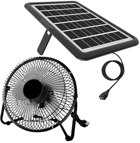Ventilatore Alimentato a Energia Solare, 20 cm Senza Installazione, con Pannello Solare Portatile da 18W IP65, Ventilatore Solare Funzionante Anche nei Giorni Nuvolosi per Circolazione dell'Aria e