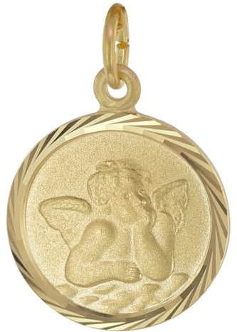 trendor Engel-Anhänger für Kinder 925 Silber vergoldet ⌀ 14 mm 21642 | zeitloses Schmuckstück für Kids,