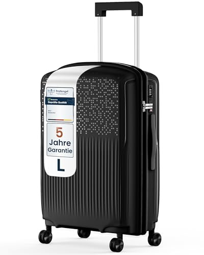 4FLY Leichter Hartschalen-Reisekoffer L - Groß 65,5 cm (60L) – Trolley Koffer mit TSA-Schloss, 4 Spinner-Doppelrollen, Aluminium-Teleskopgriff, Aufgabegepäck Reisegepäck