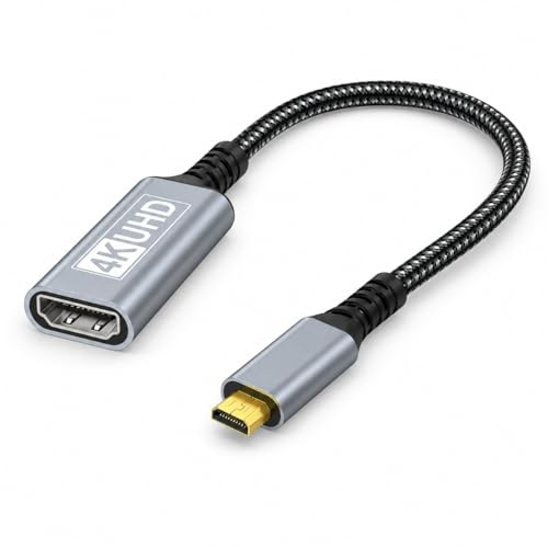 TAKUZA Micro HDMI auf HDMI Adapter Kabel (20cm), 4K@60Hz HDMI auf Micro HDMI, Bidirektional Micro HDMI to HDMI Stecker auf Buchse, Kompatibel mit Raspberry Pi 5/4, Kamera, Laptop