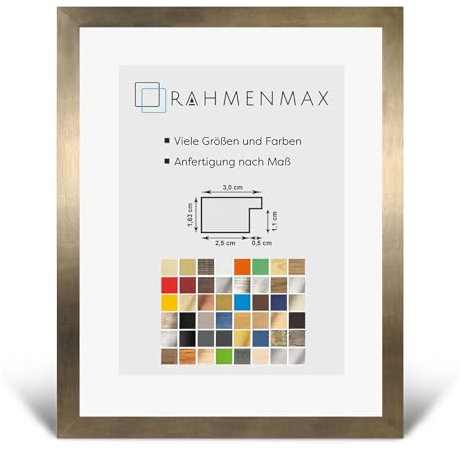 RahmenMax Morena Holz Werkstoff Bilderrahmen 21 x 29,7 cm modernes sehr eckiges Profil 29,7 x 21 cm Grosse Farbauswahl jetzt: Bronze Dekor mit Kunstglas klar 1 mm