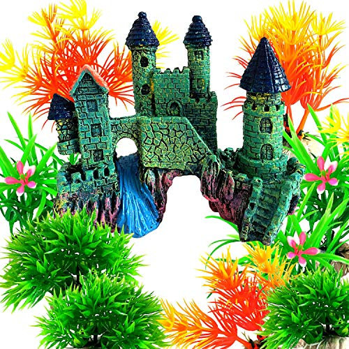 Acquario Ornamenti, OrgMemory Acquario Castello, Decorazioni Acquario, Nascondi Acquario, Giochi Pesci Rossi, Piante Acquario Finte