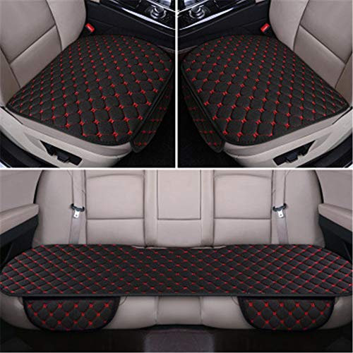 Auto Sitzauflage Sitzkissen Sitzbezüge Universal Sitzauflagen Vordersitzbezüge und Rücksitzbezüge (Schwarz,Dreiteiliges Set)