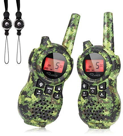 Ryaco 2X Walkie Talkies Set Kinder Funkgeräte 1-3KM Reichweite 8 Kanäle mit Hintergrundbeleuchteter LCD-Taschenlampe Walki Talki Kinder Spielzeug für Abenteuer im Freien, Camping, Wandern
