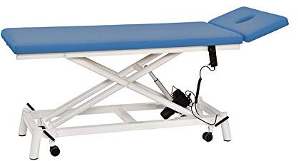 Behandlungsliege pader.eco fresh 2.0, Breite 68cm, elektrisch höhenverstellbar mit Handschalter, Gestell weiß, Radachshebesystem, Nasenschlitzeinsatz (30 - Eisblau)