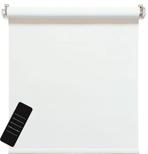 Elektrisches Rollo, weiß, 100% Blickdicht, inkl. Akku-Motor & Sender, 115x160 cm (1 ST)
