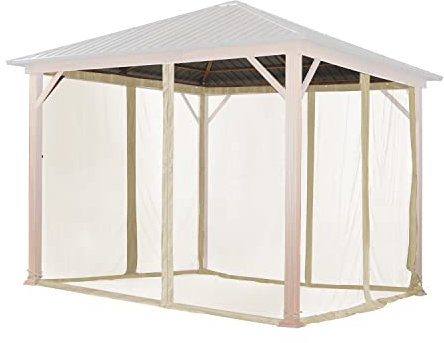 4 mosquiteras para cenador de jardín Forest Superior 3x3 m - poliéster - Color champán