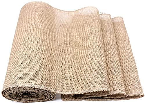 JIUERYY Chemin de table - 30 cm x 10 m - Ruban de jute rustique - Dentelle - Pour mariage, festival, événement, décoration de table de Noël