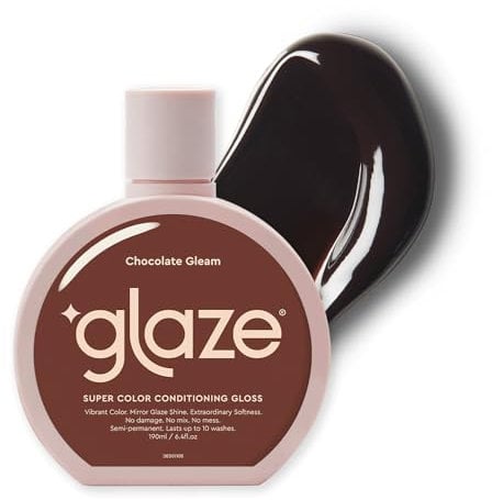 Glaze Glänzende Farbveredlungs Spülung 190ml (2-3 Anwendungen) Preisgekrönte Haarglanzbehandlung und semipermanentes Haarfärbemittel. Garantierte Ergebnisse in 10 Minuten, Schokoladenglanz