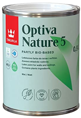 TIKKURILA Optiva Nature 5 - Bio Based & Zero Voc - Eco Friendly Durable Matt Paint For Walls & Ceilings - 1 Litre