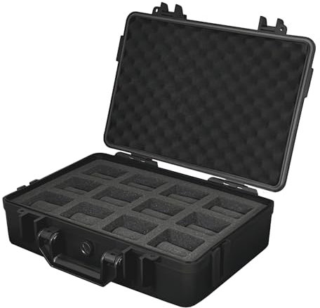 MR Maestro Relojero - Custodia per Orologi Ultra Resistente | 12 Scomparti Grandi | 100% Impermeabile, Antipolvere e Antishock | Con Valvola di Sfogo Barometrica, Nero, Para 12 Relojes, Plastica