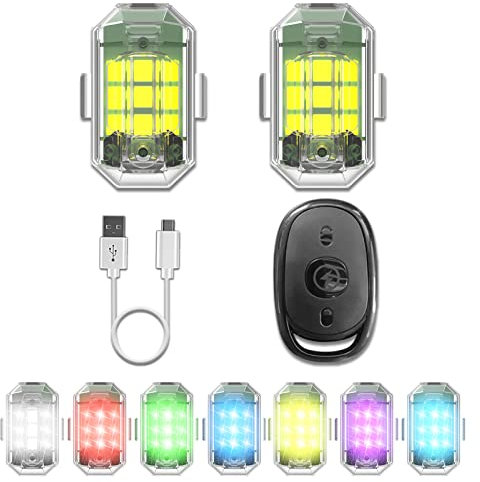 2*Drone Strobe Light mit 1 Pack fernbedienung for DJI AVATA 2/Mini 4K/Mini 4 Pro/Mini 2 SE/Mini 3 Pro/Mavic 2S/Air 3 Phantom Auto Blitzlicht Wiederaufladbare Wasserdich für Motorrad RC Auto Boot