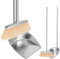 Fyeme Juego de escoba y recogedor con mango largo, 118 cm, con recogedor giratorio, acero inoxidable, metal, juego de escoba para dormitorio, salón (redondo)