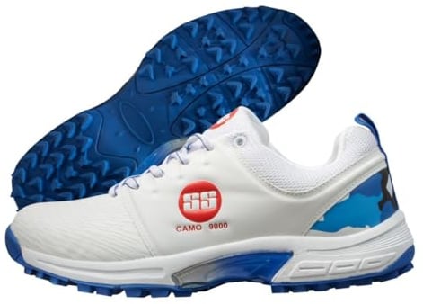 SS Herren Camo 9000 Cricket Shoes, White & Blue, 42 EU