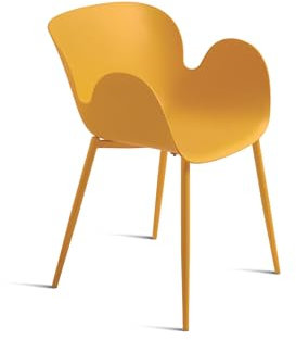 Mondo Viro Moderner Stuhl aus Polypropylen Fluo mit Gestell aus lackiertem Metall, 53 x 56 cm, Höhe 80 cm (8, Gelb)