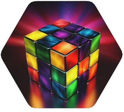 Getränkeuntersetzer Set mit 6 Untersetzern für Couchtisch, saugfähige Lederuntersetzer für Getränke, Zauberwürfel, Puzzle-Tassen-Untersetzer, Set, Dekor für Bar