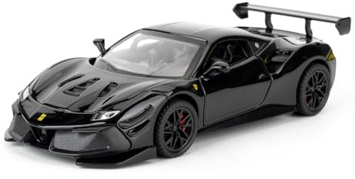 imtfzct 1:32 Ferrari 488 Modellauto, Alu-Druckgussauto mit Rückholfunktion, Kinderspielzeugauto mit Licht und Sound, Sammlermodell Spielzeug, Kindergeschenk (schwarz)
