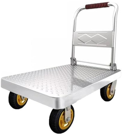 Coolpleasant Plattformwagen, Robuster Zusammenklappbarer Handwagen, Handwagen, 150 Kg/230 Kg/500 Kg Tragfähigkeit, Sackkarre, Flachbettwagen Auf Rädern(Size:73x48cm)