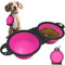 Collapsible Dog Water Bowls - 2 in 1 Portable Dog Travel Item, Foldable Pet Camping Accessories Dish Feeder, Portable Water Bowl Container with Carabiners for Puppy Walking Hike Outdoor (Pink)