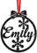 KreateSquare Personalised Christmas Bauble, 950 GSM Double-Sided Glitter Xmas Tree Decoration, Custom Name Baubles, Red & White Christmas Decorations Ornaments (Black, Snowflakes)