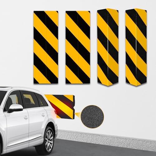 SDLDEER 4 Stück Garagen Wandschutz, 40x12.5x2cm Selbstklebend Autotür Wandschutz Auto Schutz Garage Türkantenschutz Eva Schaumstoff für Autotür Schutz, Garagenwand und Parkplatz (gelb/schwarz)