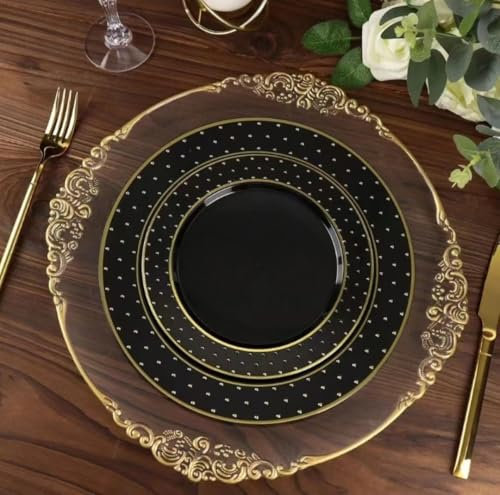 Antique Clear and Gold Charger Plates (Pack of 50)