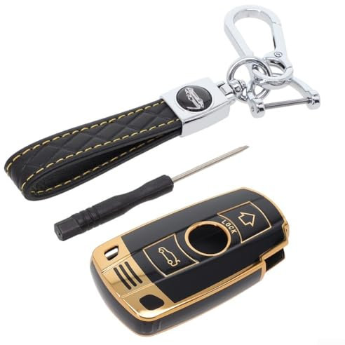 Coque de clé à distance en TPU pour BMW Série 1 3 5 E90 E92 E93 X6 Z4 Couverture complète (Noir)