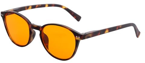 OKH Runde Blaulicht Blockierende Brille 99% Blaulichtfilter für Computer und Telefon, gegen Augenbelastung und Ermüdung leichte langlebige Gamer Brille (Schildkröte/Orange)